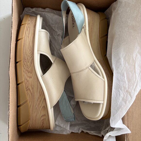 NEW | Sorels Joanie III Slingback Ivory Wedge Sandals Womens 10 - Picture 7 of 7
